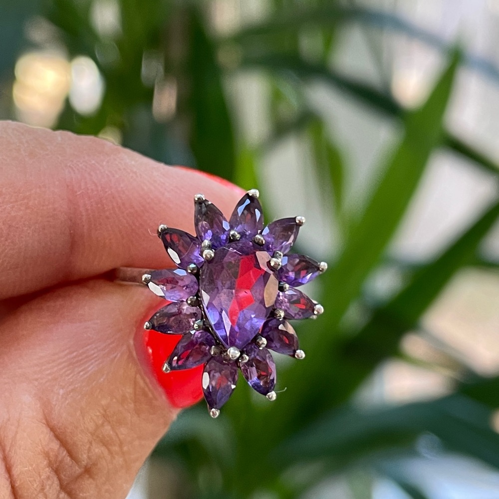 Sterling Silver Amythest Ring Cocktail